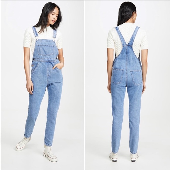 WeWoreWhat Denim - WeWoreWhat Linen Denim Basic Overalls Medium Wash